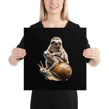 Sloth Riding A Snail Poster Print Art