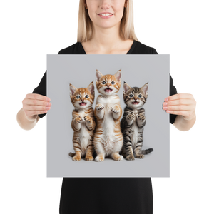 Funny Tripple Cats Poster Print Art