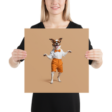 Happy Dancing Dog Beige Poster Print Art