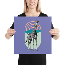 Giraffe Zebra Purple Poster Print Art