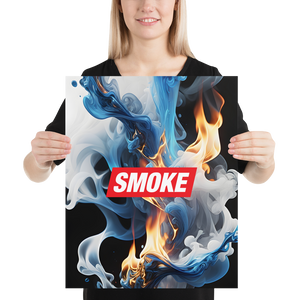 Blue Smoke Fire Poster Print Art