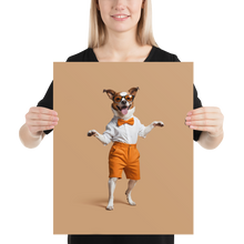 Happy Dancing Dog Beige Poster Print Art