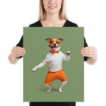 Funny Dancing Dog Green Poster Print Art