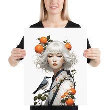 Oriental Lady with Orange and Bird Poster Print Art