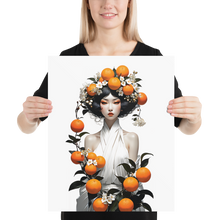 Oriental Lady with Orange Fruits Poster Print Art