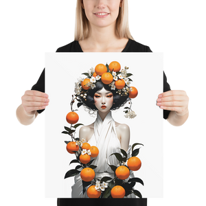 Oriental Lady with Orange Fruits Poster Print Art