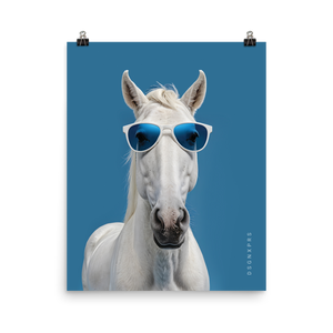 Cool Blue Horse Poster Print Art