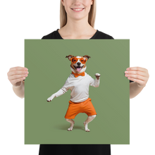 Funny Dancing Dog Green Poster Print Art