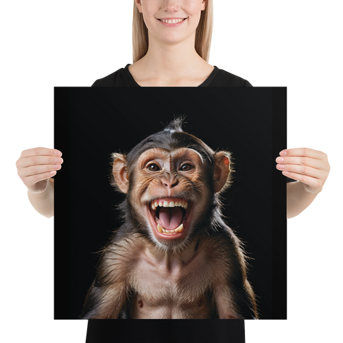 Happy Monkey Black Poster Print Art