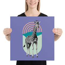 Giraffe Zebra Purple Poster Print Art