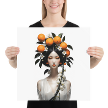 Beauty Lady with Orange Fruits Poster Print Art