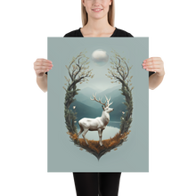 Deer By The Lake Poster Print Art