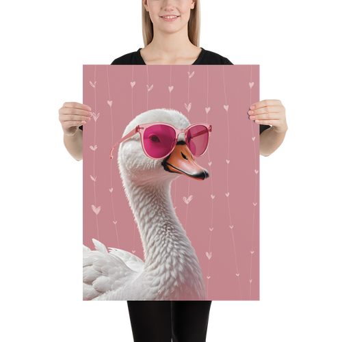 Cute Pink Swan Poster Print Art