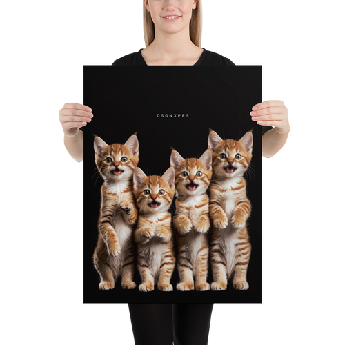 Four Cute Cats Poster Print Art