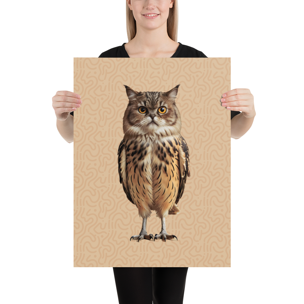 Cat Owl Poster Print Art