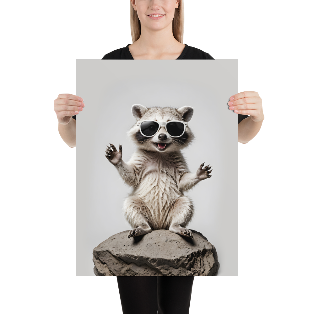 Hello Racoon Poster Print Art