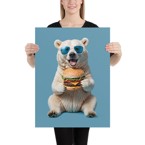 Polar Bear and Burger Poster Print Art