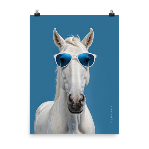 Cool Blue Horse Poster Print Art