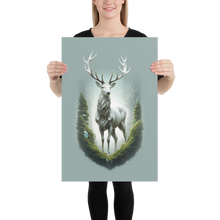 Green White Deer Poster Print Art