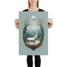 Deer By The Lake Poster Print Art