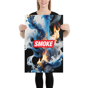 Blue Smoke Fire Poster Print Art