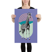 Giraffe Zebra Purple Poster Print Art