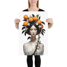 Beauty Lady with Orange Fruits Poster Print Art