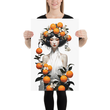 Oriental Lady with Orange Fruits Poster Print Art