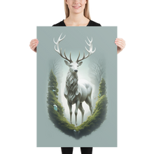 Green White Deer Poster Print Art