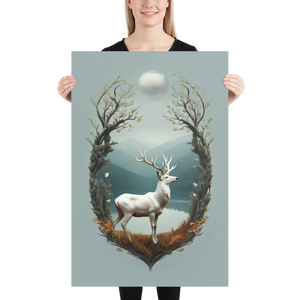 Deer By The Lake Poster Print Art