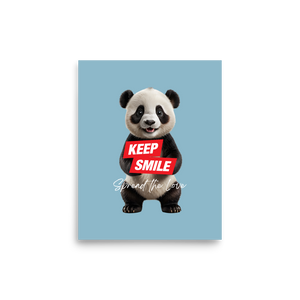 Keep Smile Blue Panda Poster Print Art