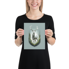 Green White Deer Poster Print Art