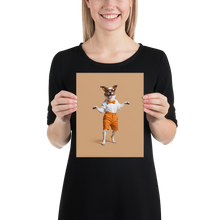 Happy Dancing Dog Beige Poster Print Art