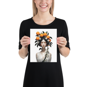 Beauty Lady with Orange Fruits Poster Print Art