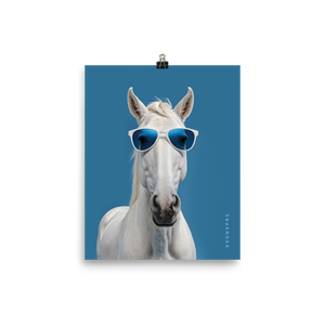 Cool Blue Horse Poster Print Art