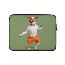 Funny Dancing Dog Green Laptop Sleeve