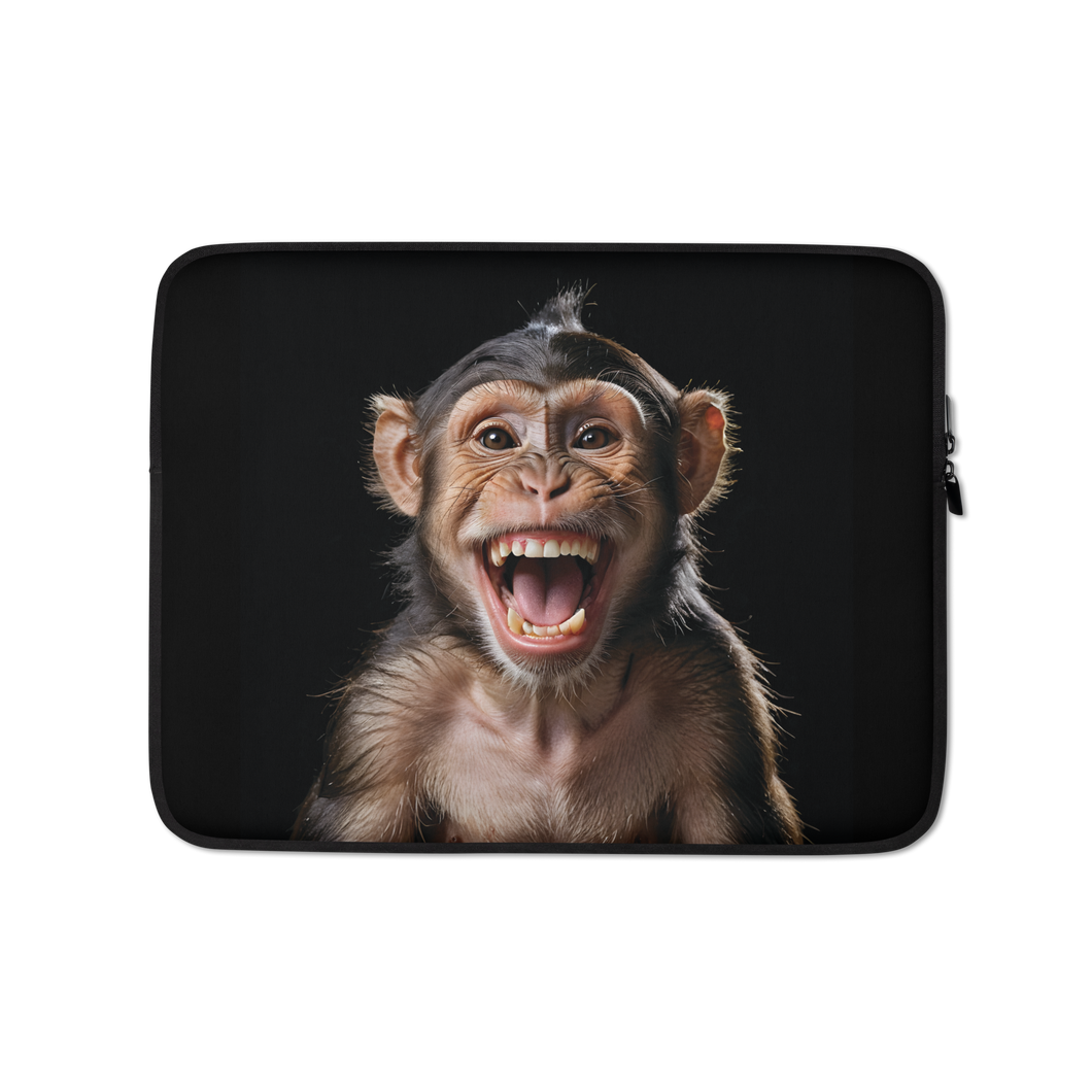 Happy Monkey Black Laptop Sleeve