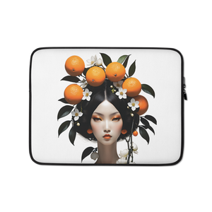 Beauty Lady with Orange Fruits Laptop Sleeve