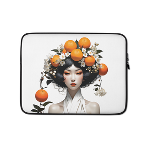 Oriental Lady with Orange Fruits Laptop Sleeve