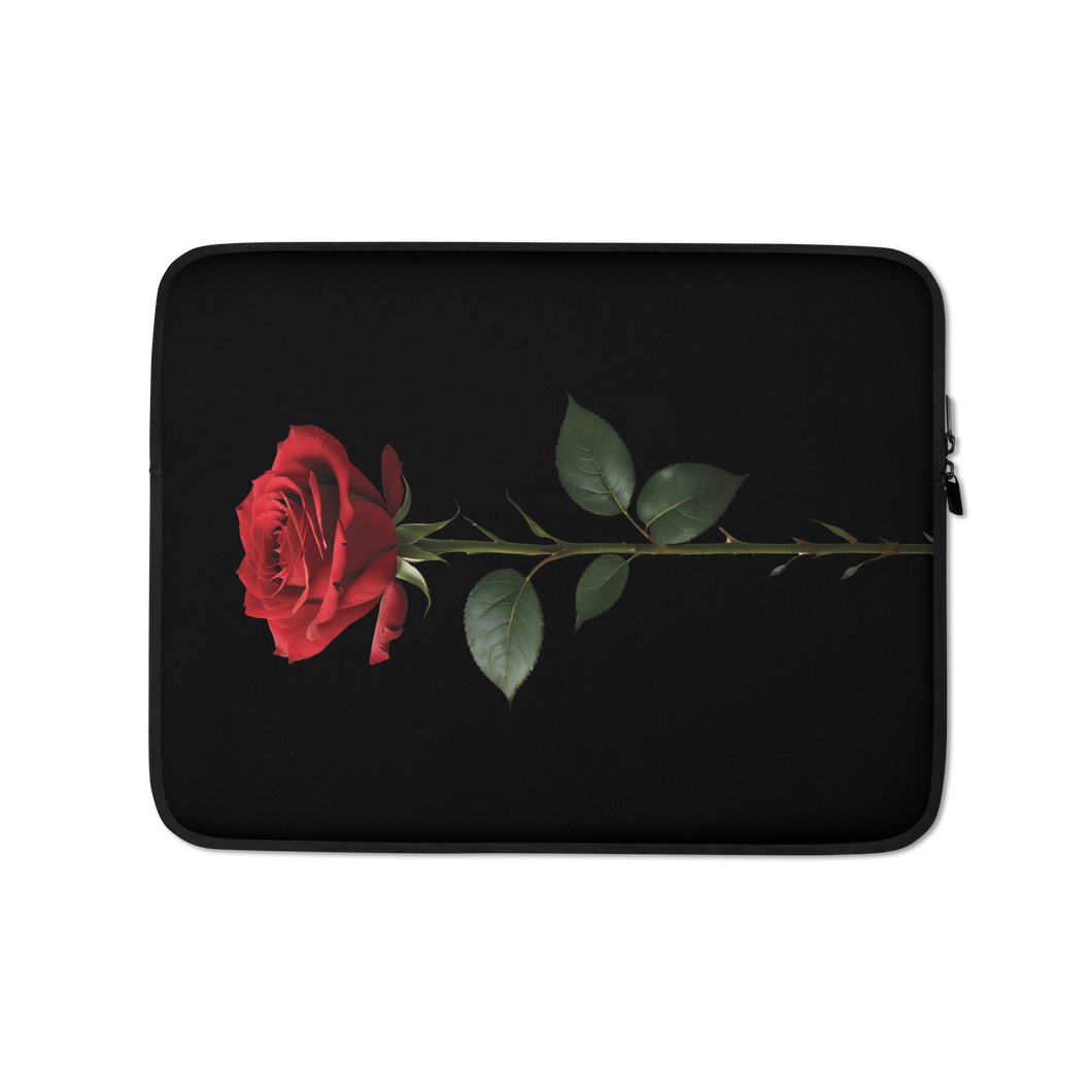 Red Rose on Black Laptop Sleeve