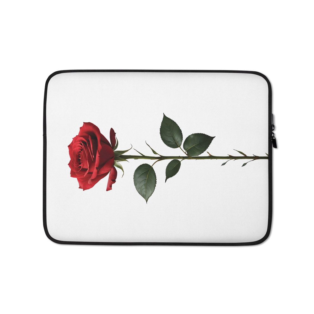 Red Rose on White Laptop Sleeve