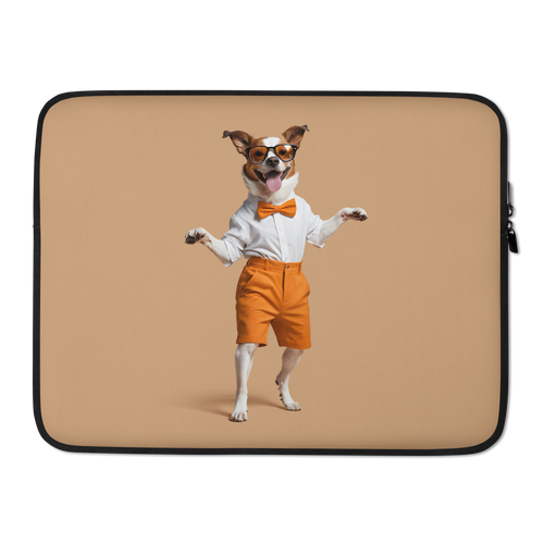 Happy Dancing Dog Beige Laptop Sleeve