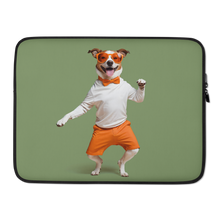 Funny Dancing Dog Green Laptop Sleeve