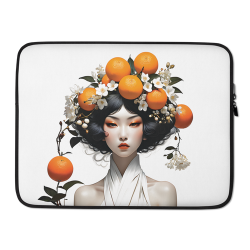 Oriental Lady with Orange Fruits Laptop Sleeve