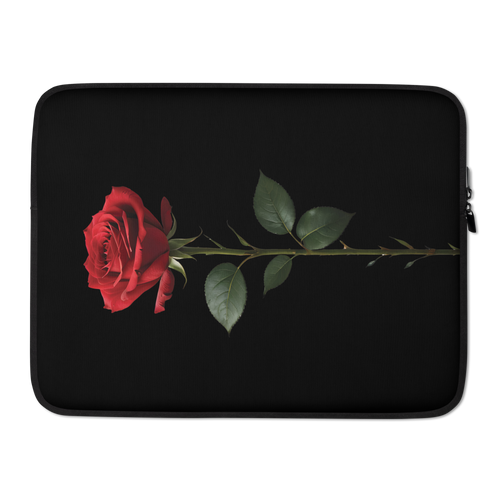 Red Rose on Black Laptop Sleeve