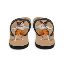 Happy Dancing Dog Beige Flip Flops