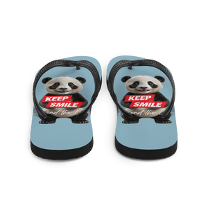 Keep Smile Blue Panda Flip Flops