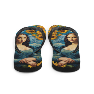 Monalisa Painting in Van Gogh Style Flip Flops