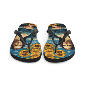 Monalisa Painting in Van Gogh Style Flip Flops