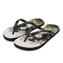 Oriental Lady with Yellow Flowers Flip Flops